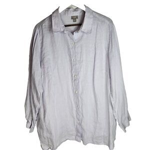J Jill Lavender Linen Button Front Shirt Womens 2X